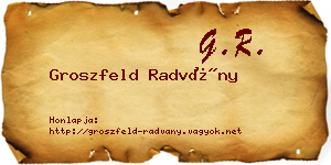 Groszfeld Radvány névjegykártya